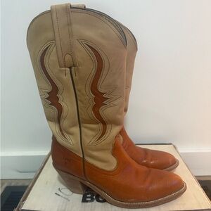 Vintage Frye Tan Leather Western Boots